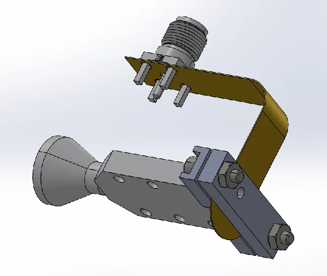 CAD model of the flexible PCB anode mounted on a channeltron electron multiplier