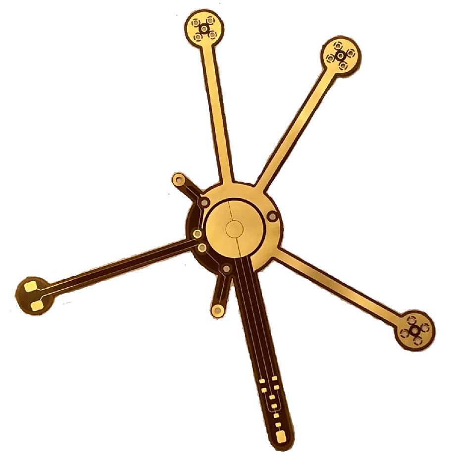 Star-shaped flexible polyimide anode with five arms